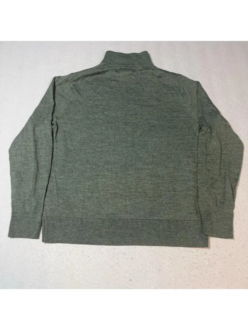 J.Crew Mens Large Green Merino Wool Blend 1/4 Zip Sweater Pullover‎ Casual
